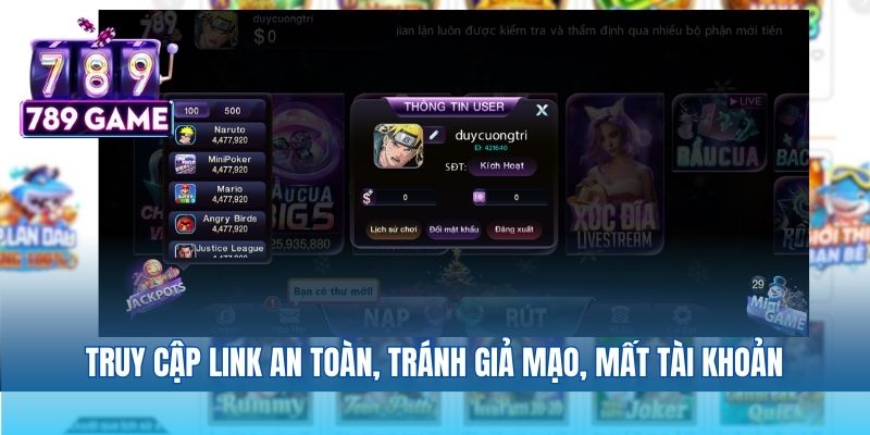 Truy cập link an toàn, tránh giả mạo, mất tài khoản